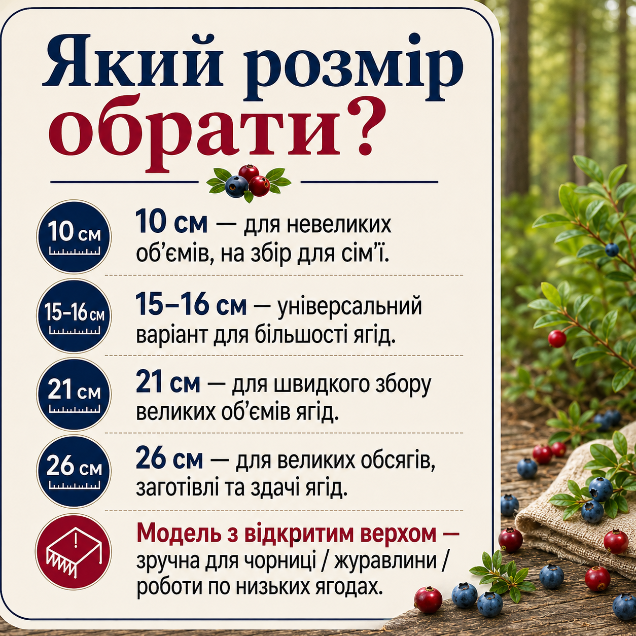 Конструкція гребінки для ягід